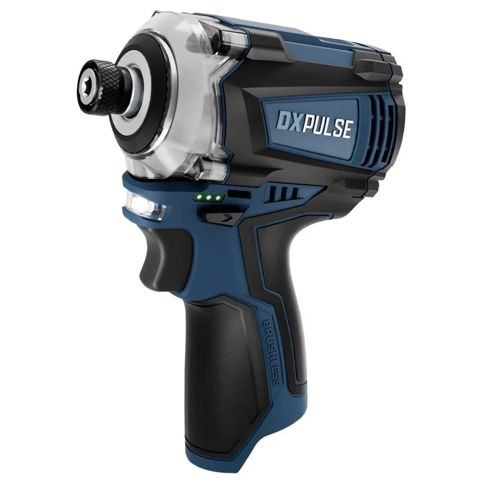 DXPULSE 12V Brushless Combi Drill & Impact Driver Kit, 1/4" Sq. Dr., 2 x 4.0Ah Batteries, 1 x Fast Charger