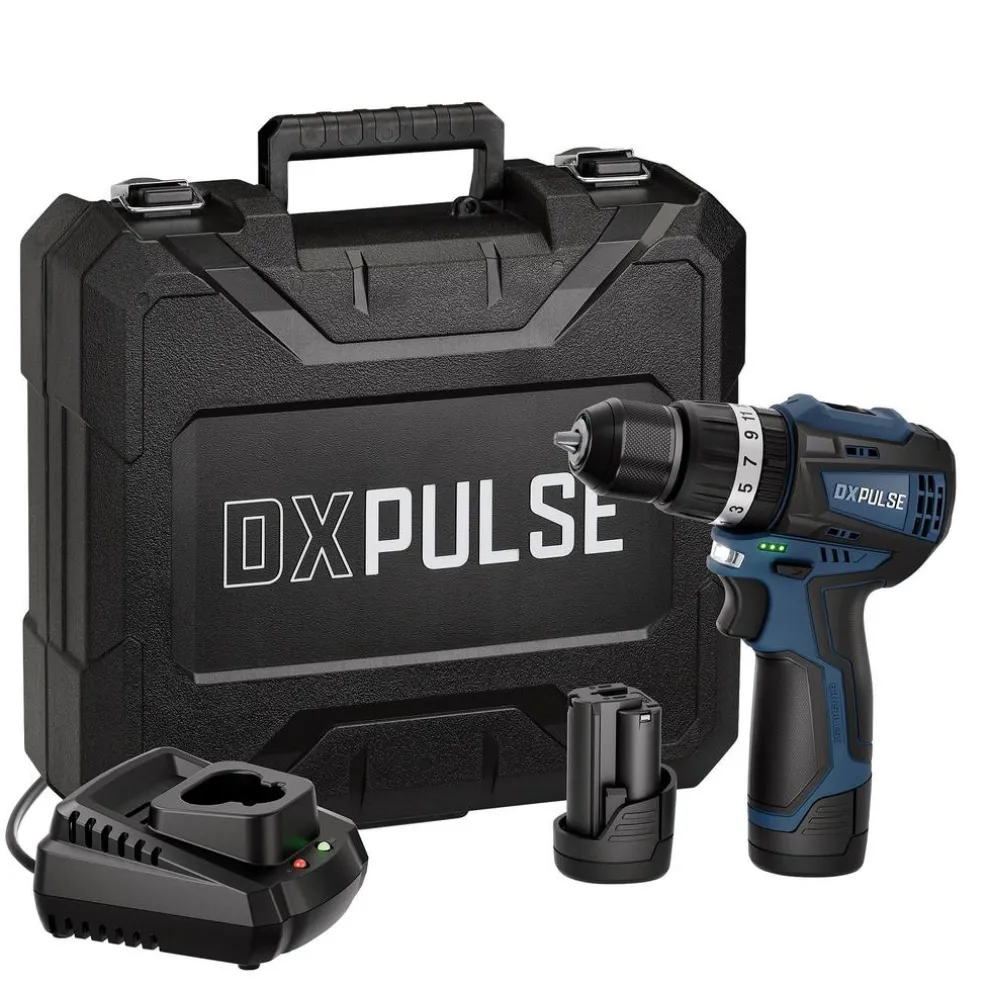 DXPULSE 12V Brushless Combi Drill Kit, 2 x 2.0Ah Batteries, 1 x Charger