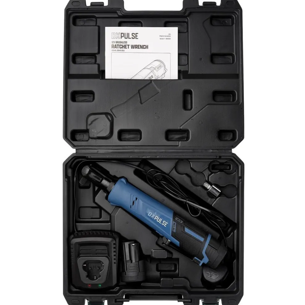 DXPULSE 12V Brushless Ratchet Wrench Kit, 1/2" Sq. Dr., 2 x 2.0Ah Batteries, 1 x Charger