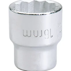 Elora Bi-Hexagon Socket, 3/8" Sq. Dr., 16mm