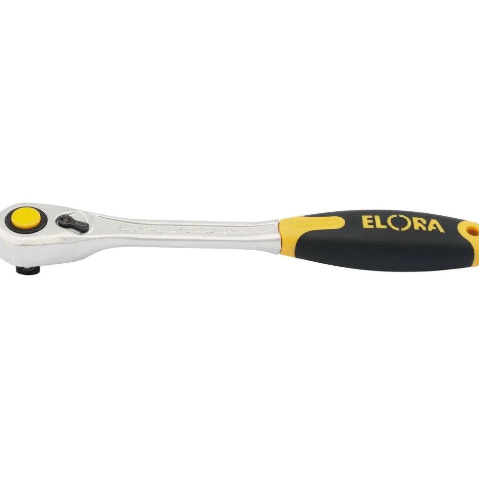 Elora Fine Tooth Quick Release Soft Grip Reversible Ratchet, 1/2" Sq. Dr., 270mm