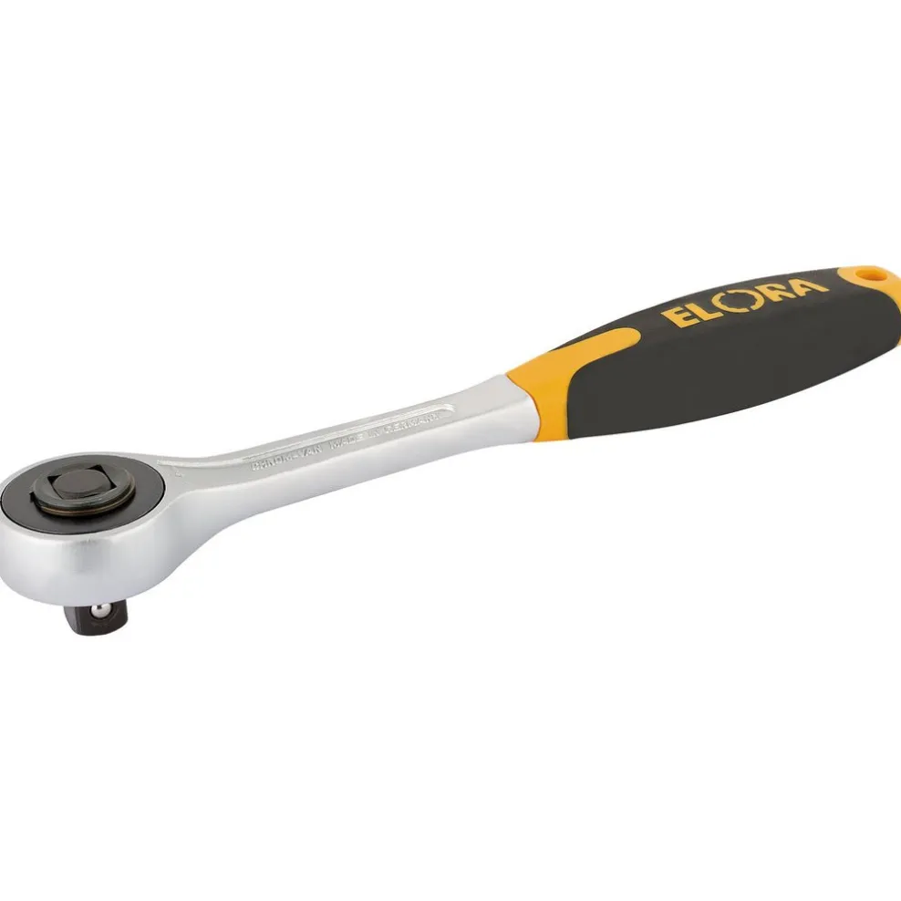 Elora Push Through Soft Grip Reversible Ratchet, 1/2" Sq. Dr., 200mm