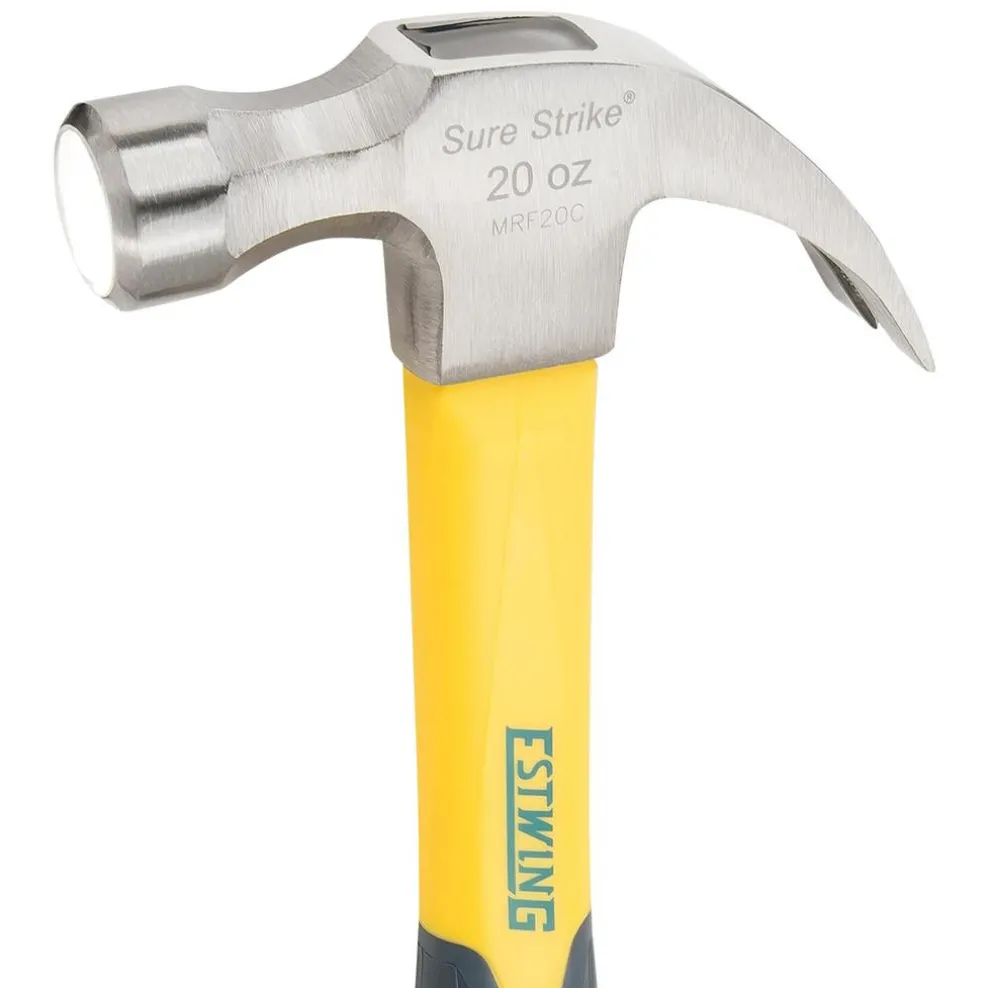 Estwing EMRF20C Sure Strike Curved Claw Hammer with Fibreglass Handle, 20oz/567g