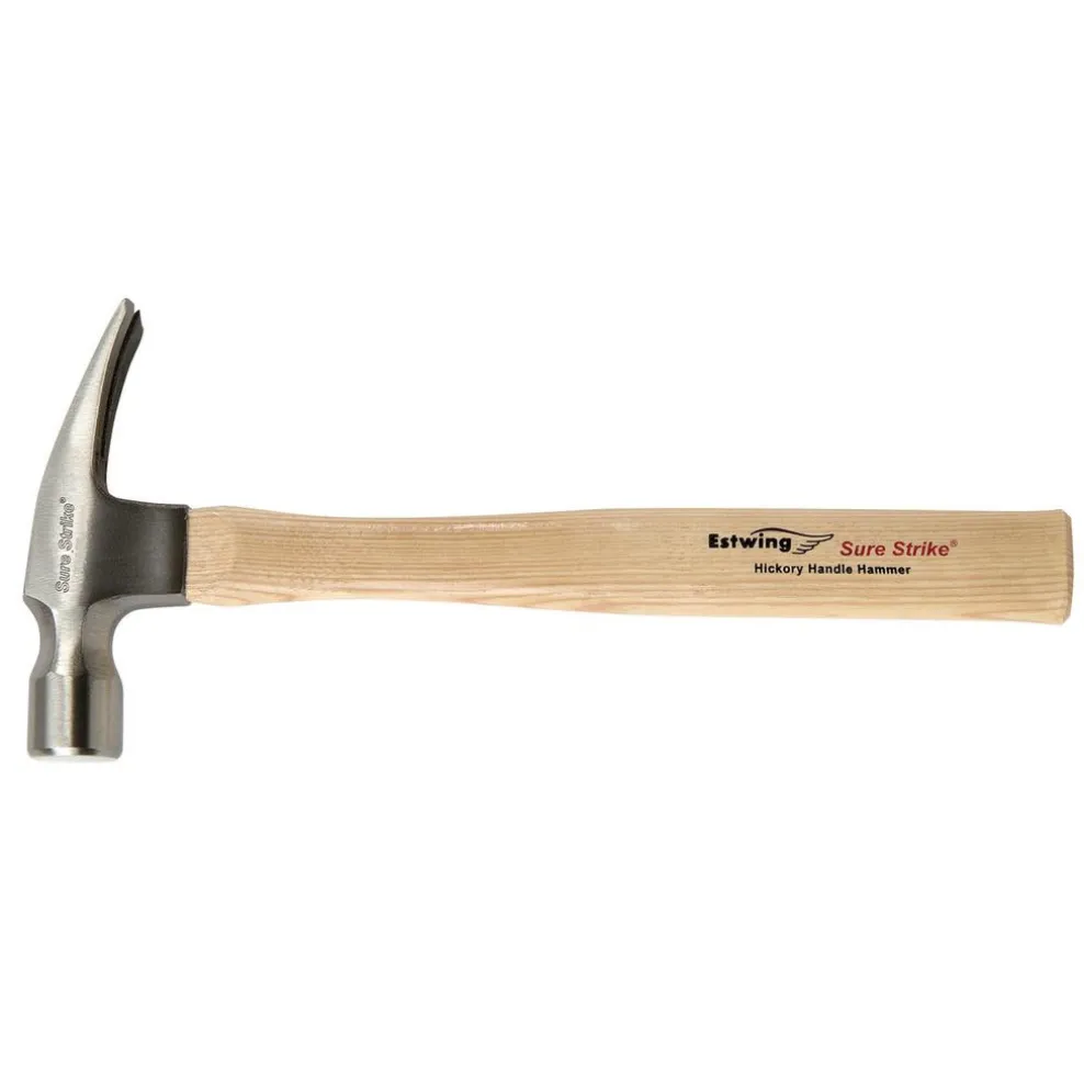 Estwing EMRW16S Sure Strike Straight Claw Hammer with Hickory Handle, 16oz/448g