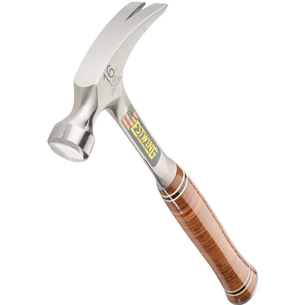 Estwing E16S Straight Claw Hammer with Leather Grip, 16oz/448g