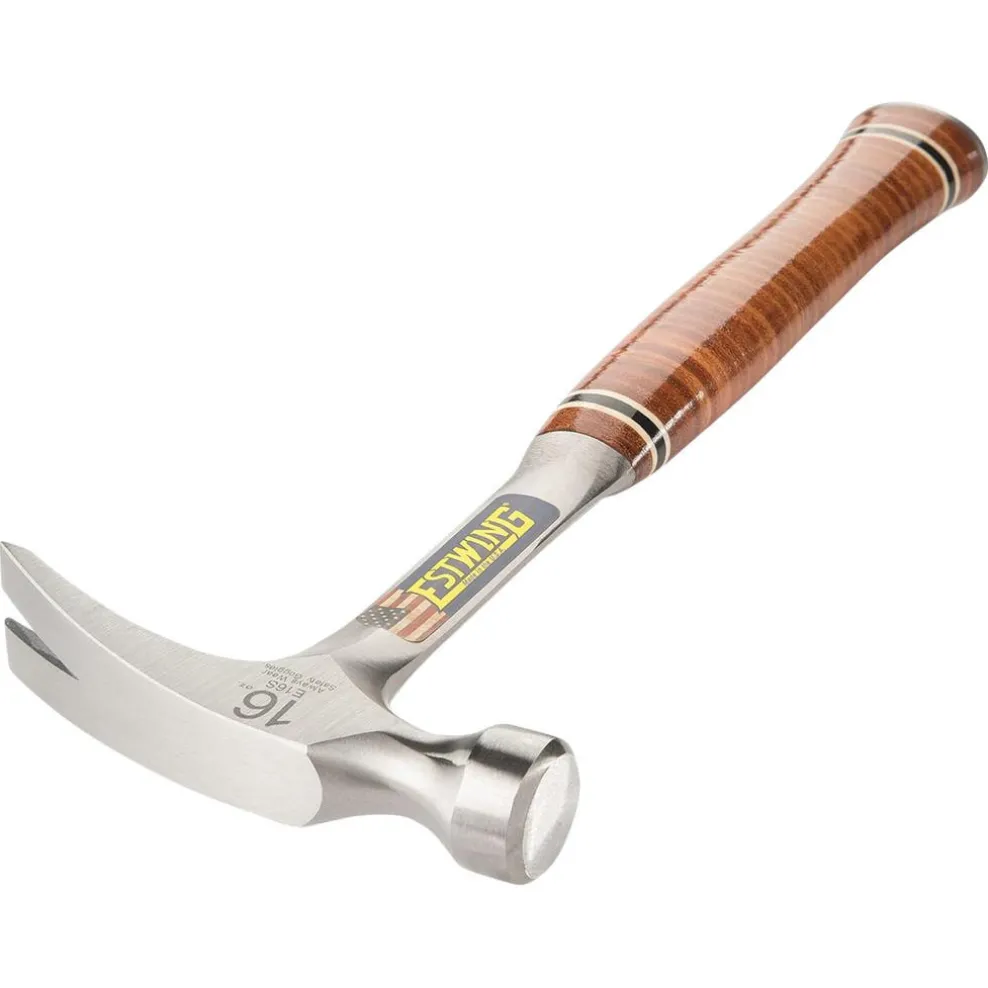 Estwing E16S Straight Claw Hammer with Leather Grip, 16oz/448g