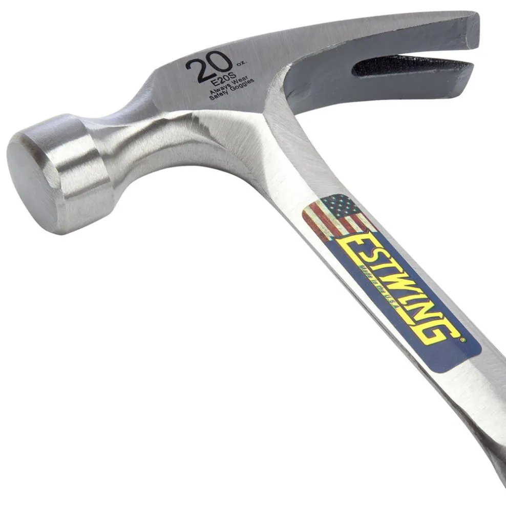 Estwing E20S Straight Claw Hammer with Leather Grip, 20oz/560g