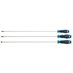 Extra Long Reach Soft Grip Screwdriver Set, 450mm (3 Piece)