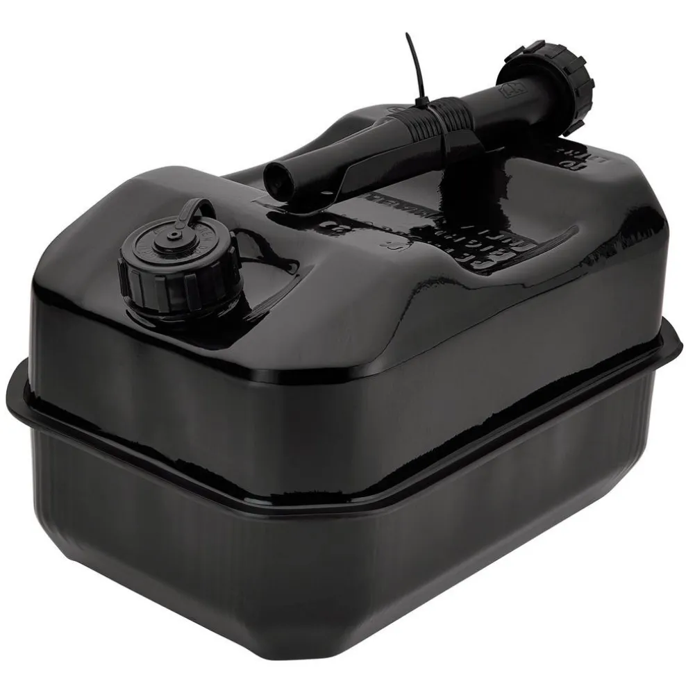 Flat Steel Fuel Can, 10L, Black