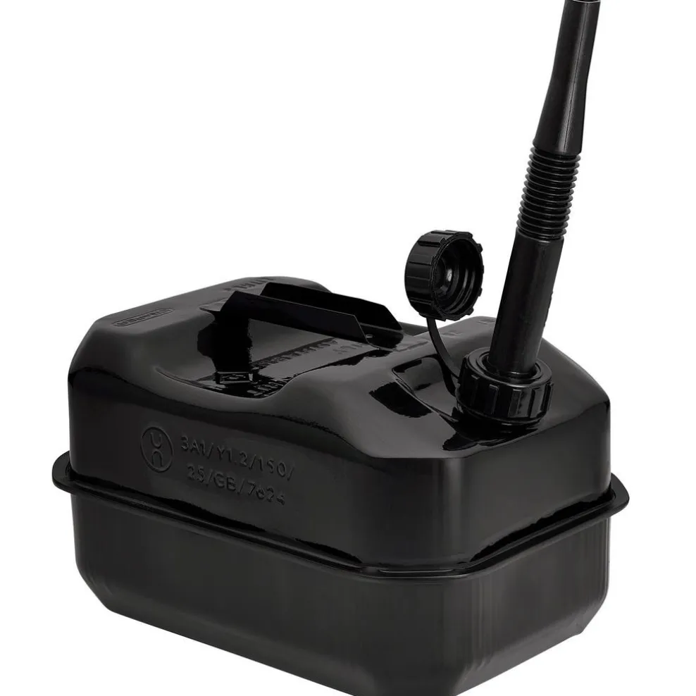 Flat Steel Fuel Can, 10L, Black