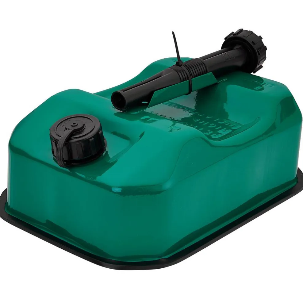 Flat Steel Fuel Can, 5L, Green