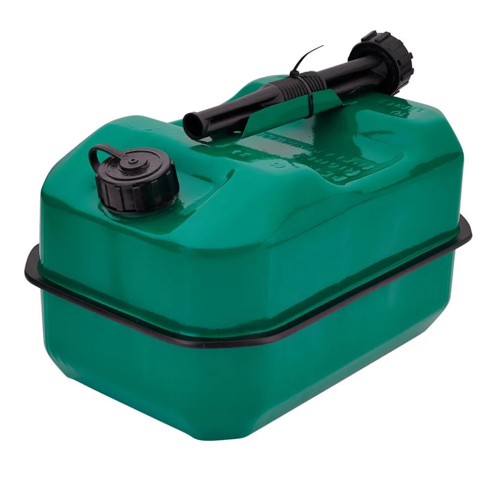 Flat Steel Fuel Can, 10L, Green