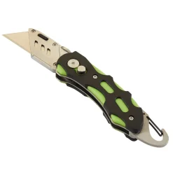 Folding Trimming Knife with Belt Clip, Green/Orange