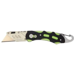 Folding Trimming Knife with Belt Clip, Green/Orange