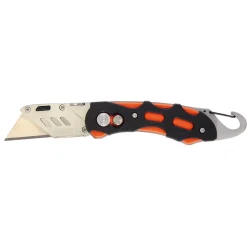 Folding Trimming Knife with Belt Clip, Green/Orange