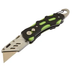 Folding Trimming Knife with Belt Clip, Green/Orange