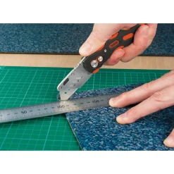 Folding Trimming Knife with Belt Clip, Green/Orange