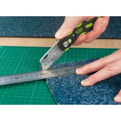 Folding Trimming Knife with Belt Clip, Green/Orange