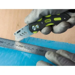 Folding Trimming Knife with Belt Clip, Green/Orange