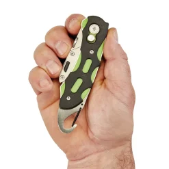 Folding Trimming Knife with Belt Clip, Green/Orange
