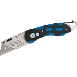 Folding Trimming Knife with Belt Clip, Blue
