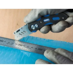 Folding Trimming Knife with Belt Clip, Blue