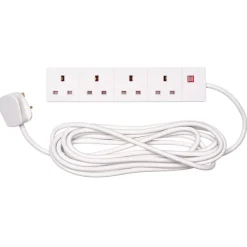 Four Socket Extension Lead with Neon Indicator, 5m