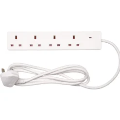 Four Socket Extension Lead with Neon Indicator, 2m