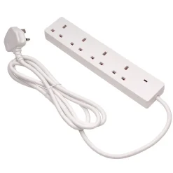 Four Socket Extension Lead with Neon Indicator, 2m