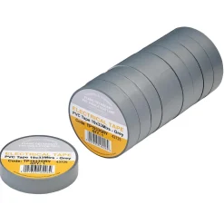 Grey PVC Electrical Insulation Tape, 19mm x 33m (Pack of 10)