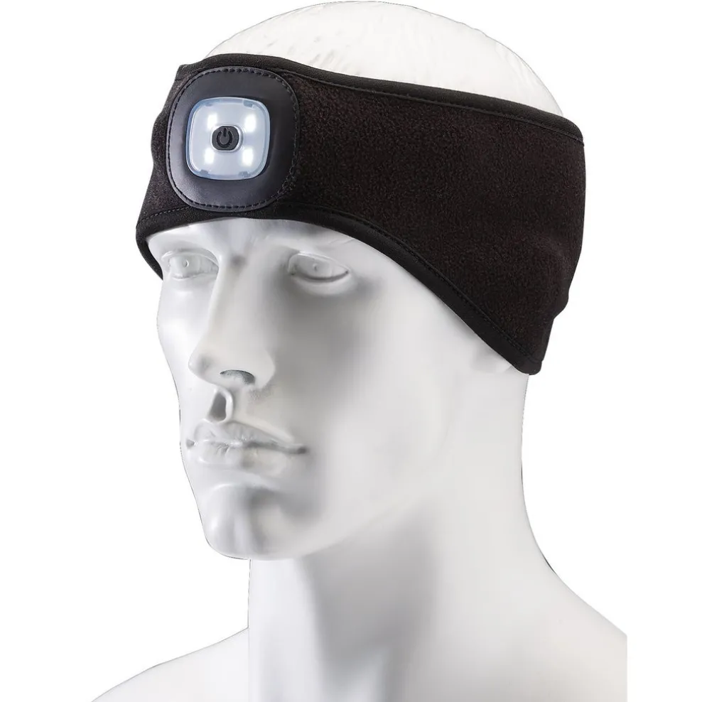Headband with USB Rechargeable LED Torch, 1W, Black, One Size