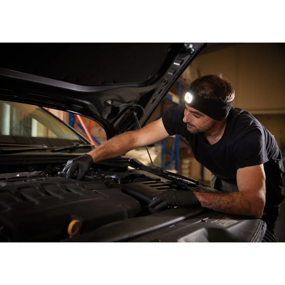 Headband with USB Rechargeable LED Torch, 1W, Black, One Size