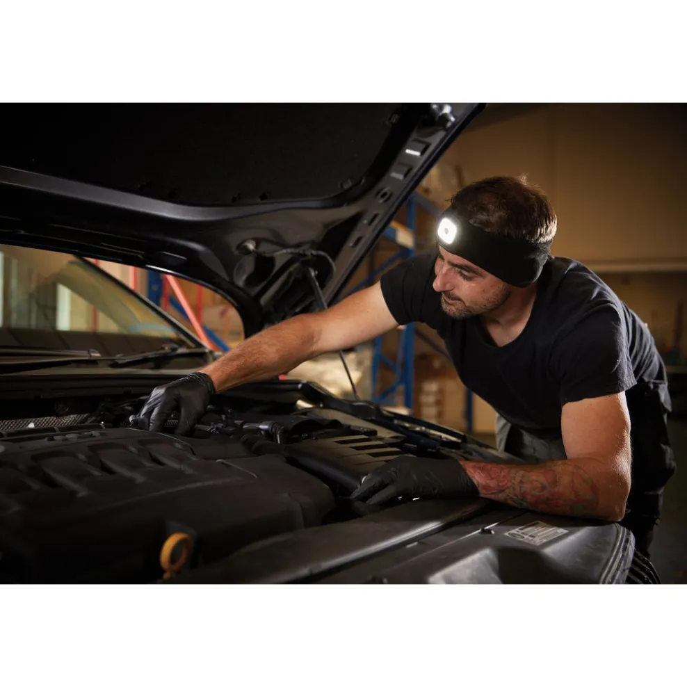Headband with USB Rechargeable LED Torch, 1W, Black, One Size