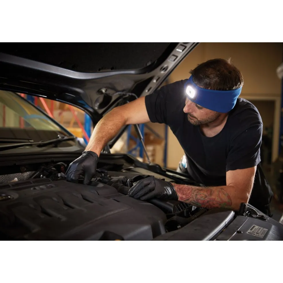 Headband with USB Rechargeable LED Torch, 1W, Blue, One Size