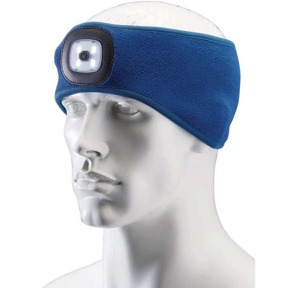 Headband with USB Rechargeable LED Torch, 1W, Blue, One Size