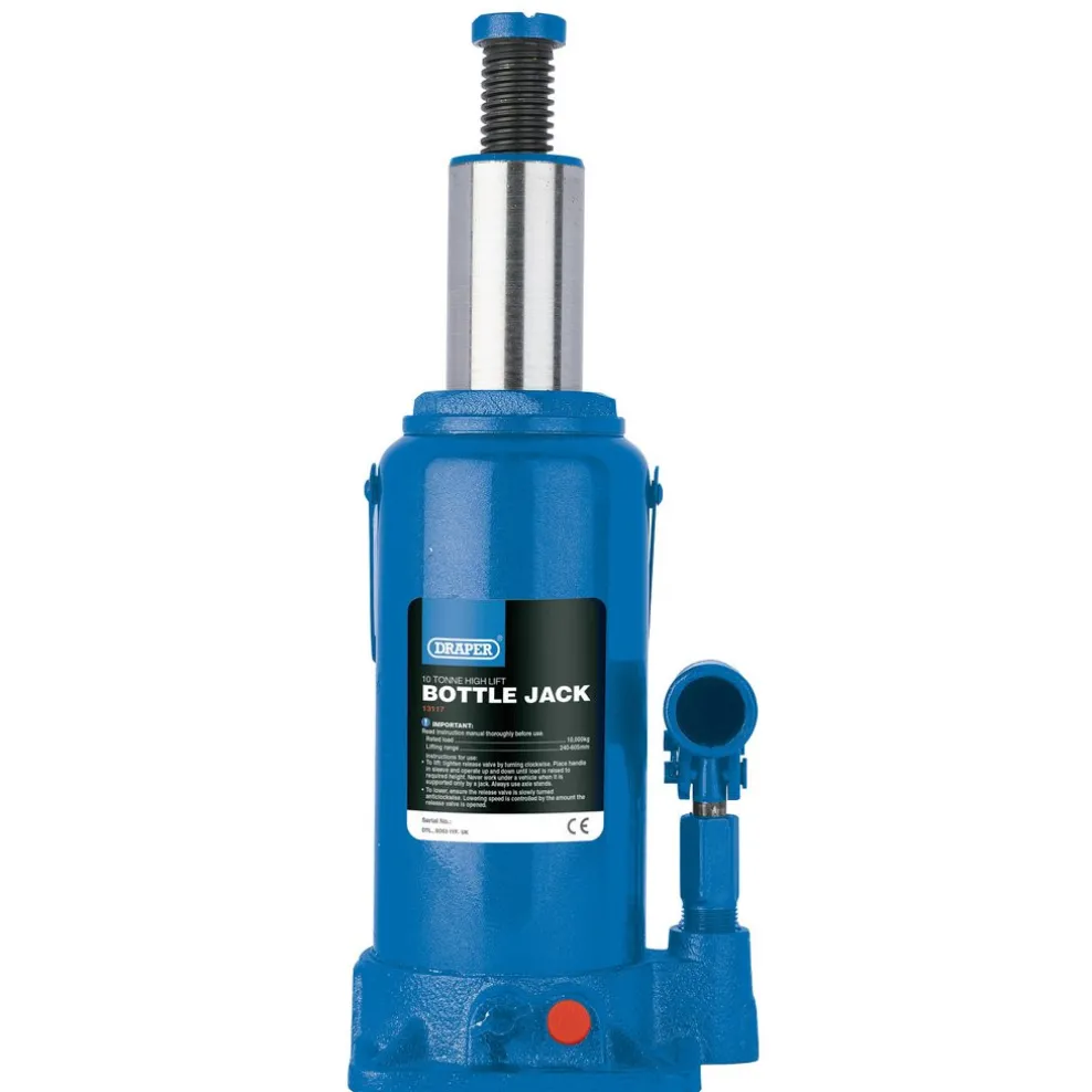 High Lift Hydraulic Bottle Jack, 10 Tonne
