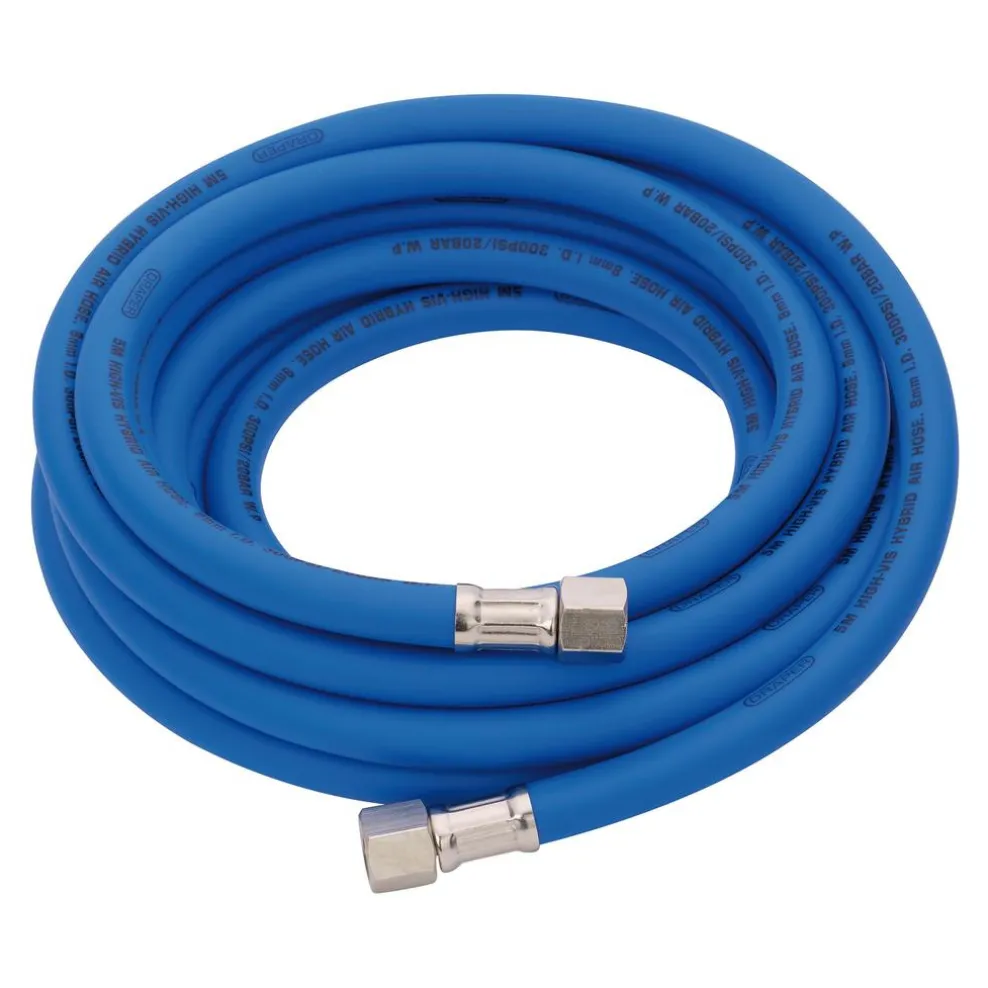 High Visibility Hybrid Air Hose, 5m x 8mm, 1/4" BSP, Blue
