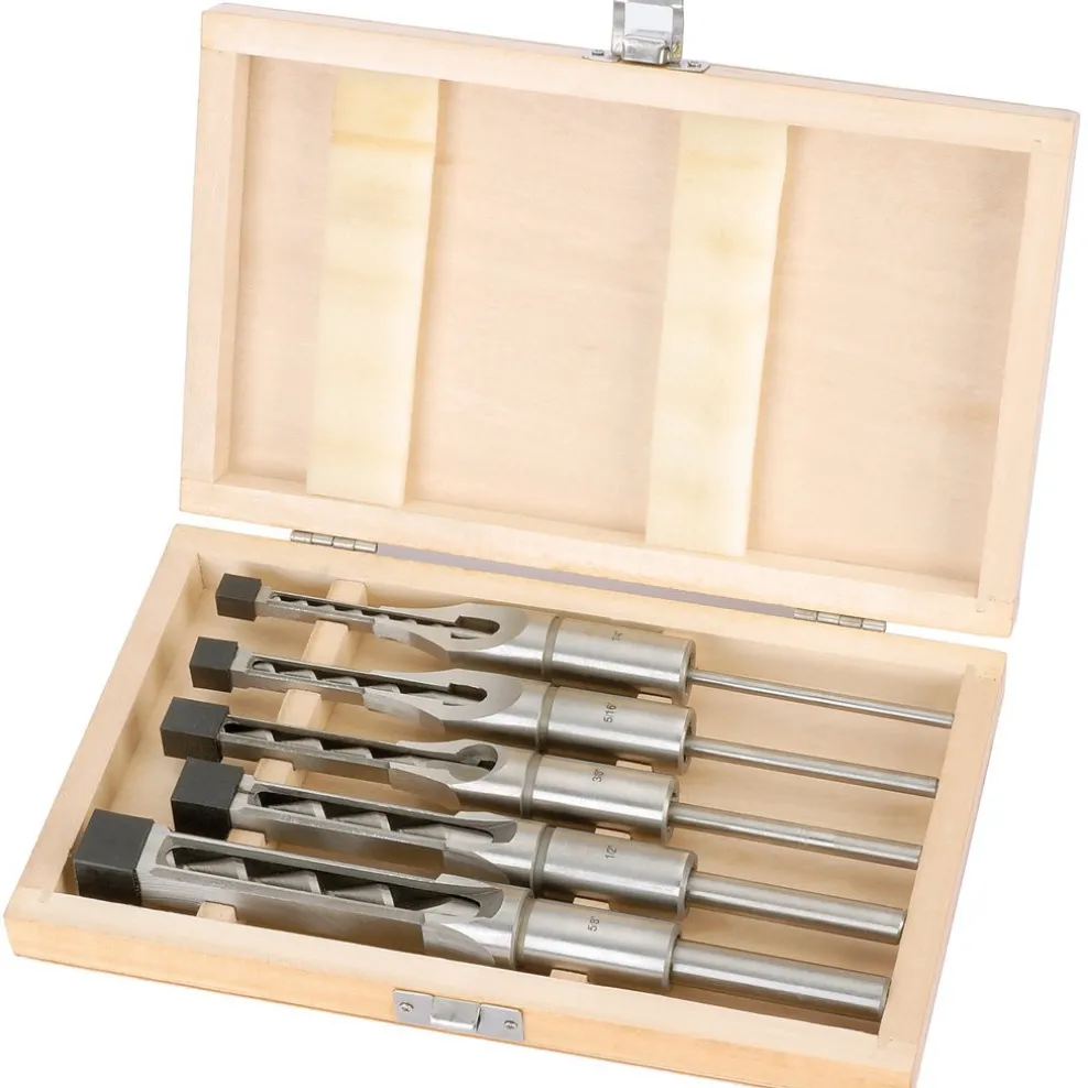 Hollow Square Mortice Chisel and Bit Set (5 Piece)