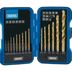 HSS Titanium Nitride Coated Drill Bit Set (15 Piece)