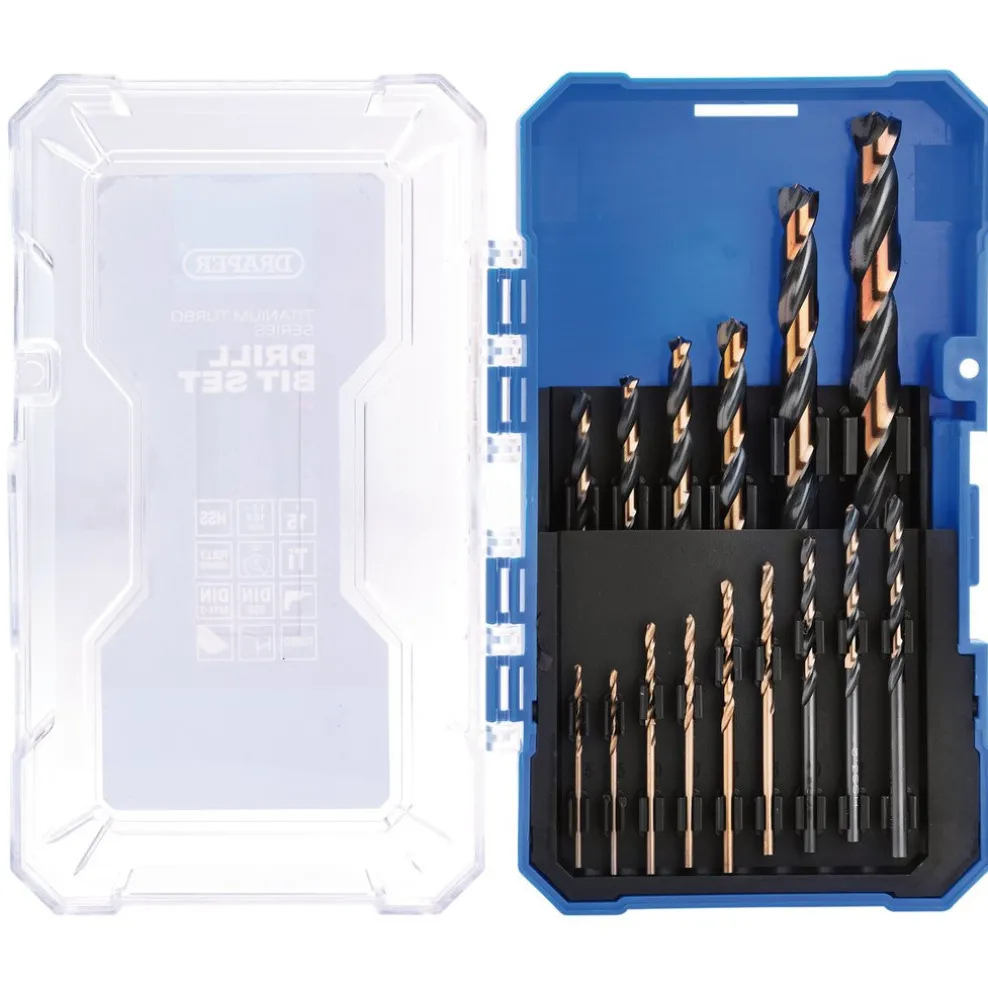 HSS Turbo Titanium Drill Bit Set (15 Piece)