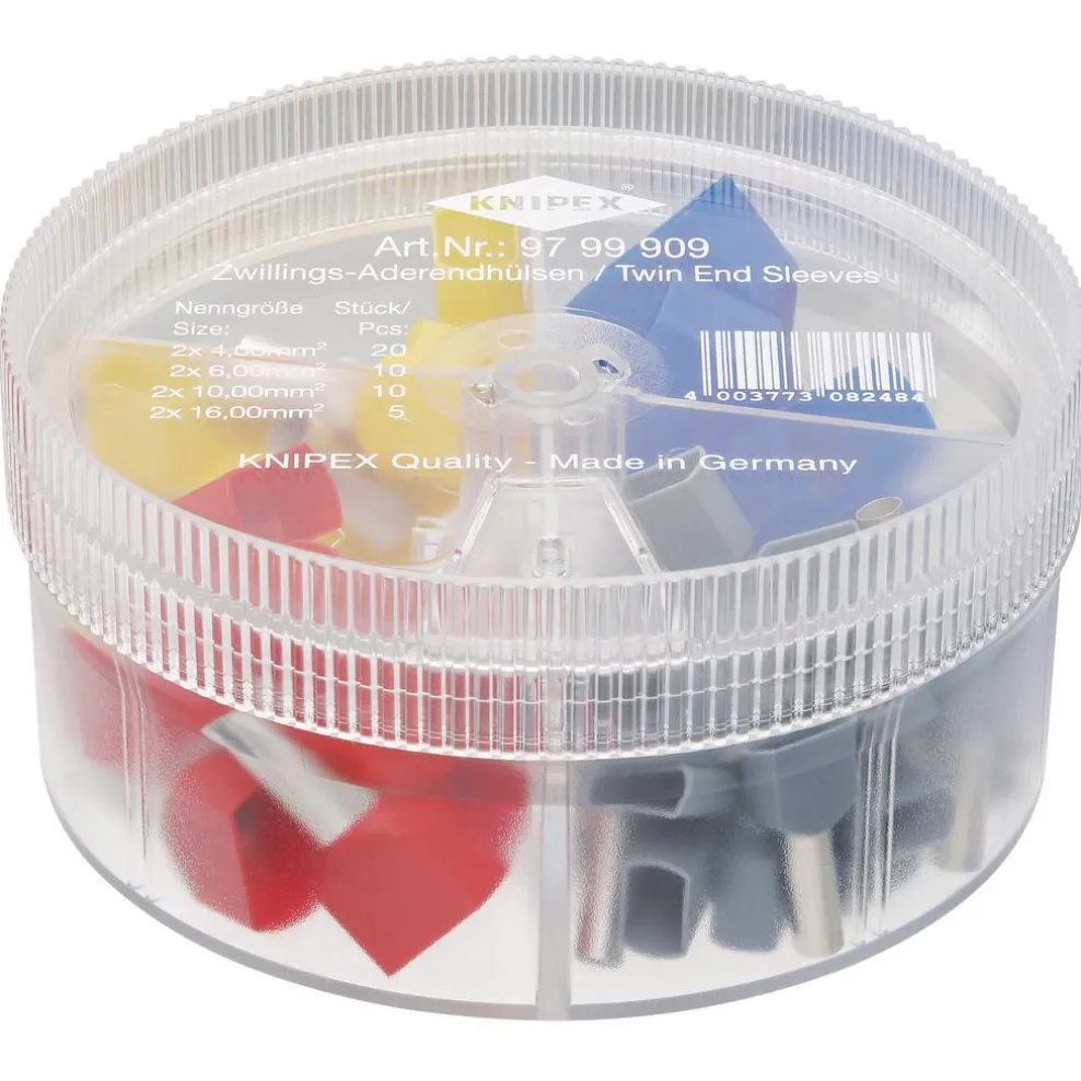 KNIPEX 97 99 909 Assortment Boxes with 45 Twin Wire Ferrules, 4 parts