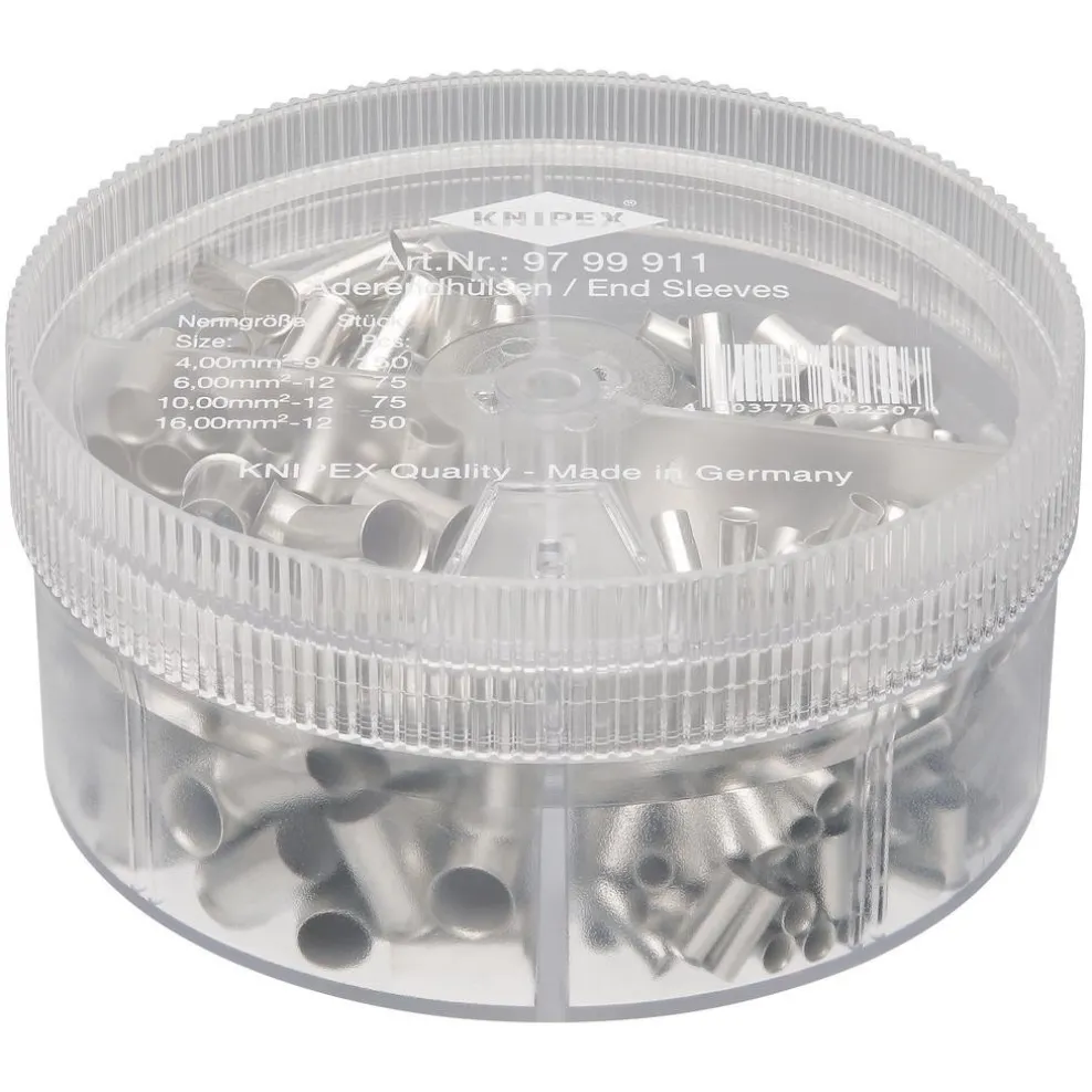 KNIPEX 97 99 911 Assortment Boxes with 350 Insulated Wire Ferrules, 4 parts
