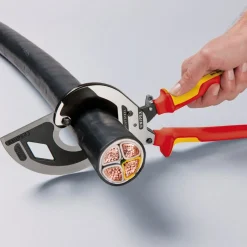 KNIPEX 95 36 320 Cable Cutter (ratchet principle, 3-stage) insulated with multi-component grips, VDE-tested black atramentized, 320mm