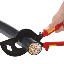 KNIPEX 95 36 320 Cable Cutter (ratchet principle, 3-stage) insulated with multi-component grips, VDE-tested black atramentized, 320mm
