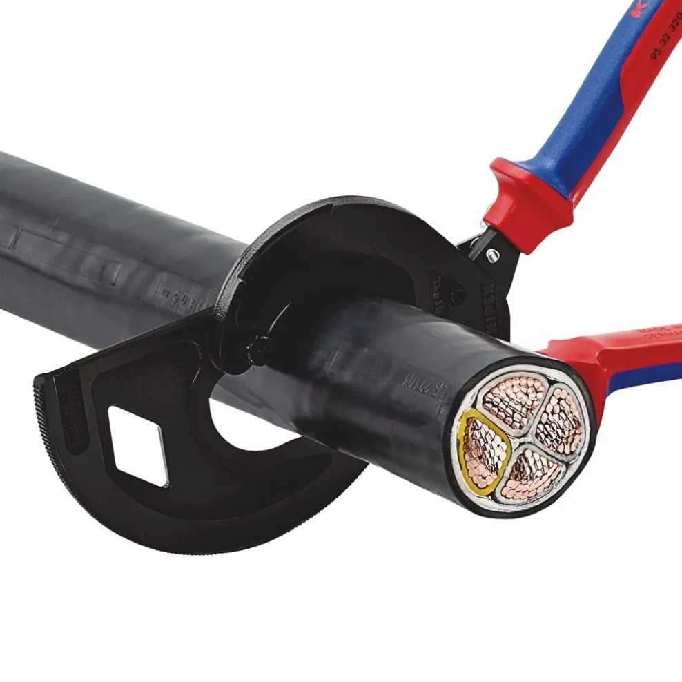 KNIPEX 95 32 320 Cable Cutter, Ratchet Principle, 3-Stage, 320mm