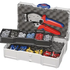 KNIPEX 97 90 13 Crimp Assortment for Wire Ferrules with Plastic Collars, 1 x 97 90 00, 1 x 97 53 18, 9 x Wire Ferrule Sets