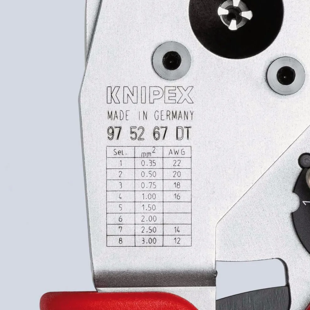 KNIPEX 97 52 67 DT Four-Mandrel Crimping Pliers for DT contacts, 230 mm