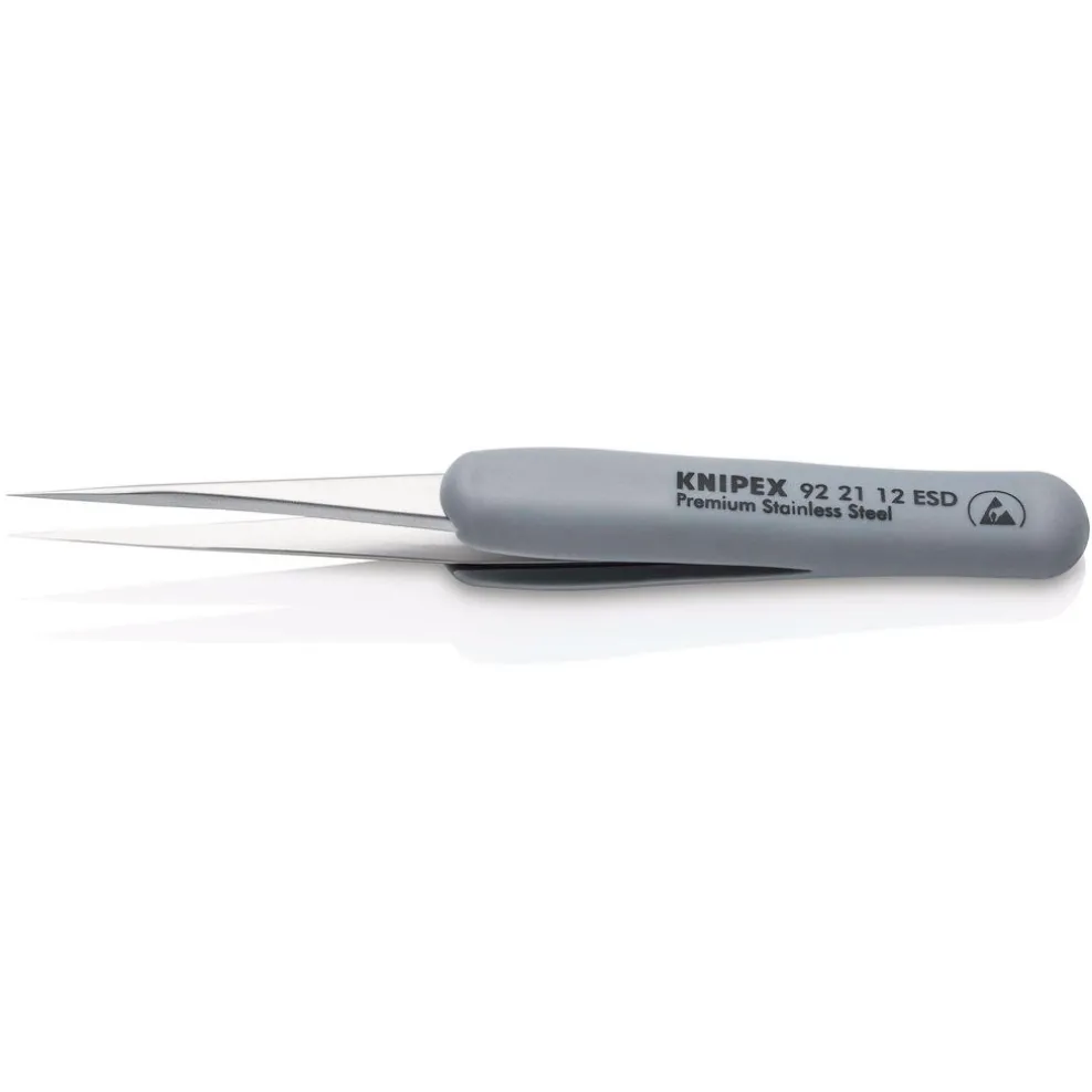 KNIPEX 92 21 12 ESD Precision Tweezers with rubber handles ESD, 112mm