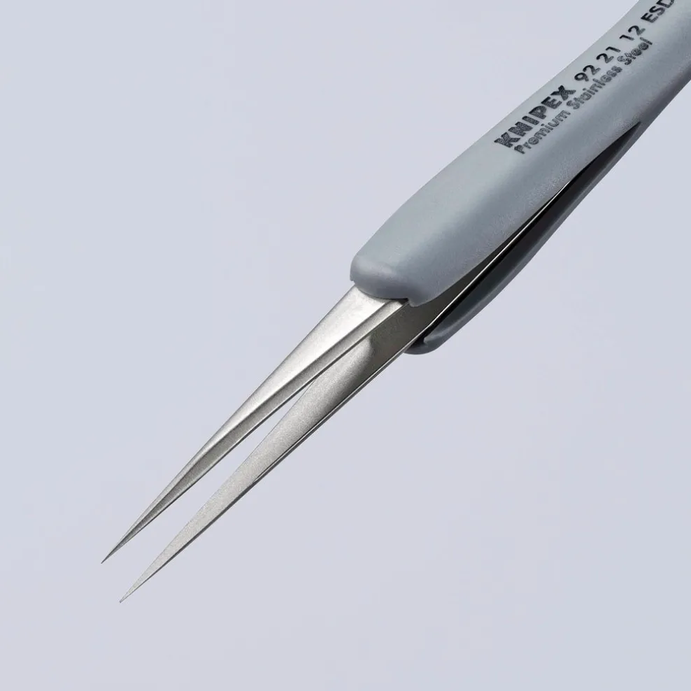 KNIPEX 92 21 12 ESD Precision Tweezers with rubber handles ESD, 112mm