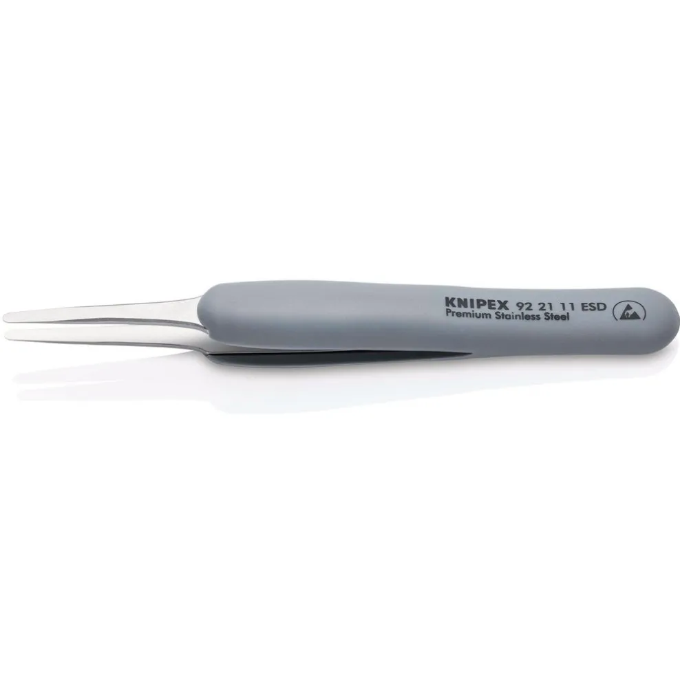 KNIPEX 92 21 11 ESD Precision Tweezers with rubber handles ESD, 123mm